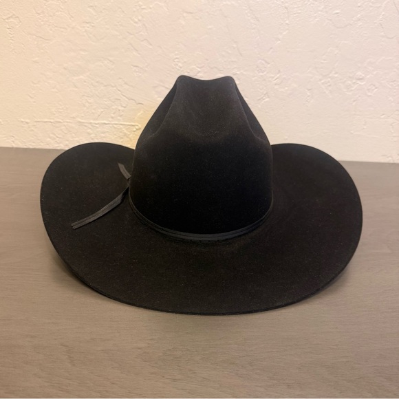 Vintage Resistol 3X Genuine Fur Felt Cowboy Hat Black Size 7 1/2 Made in Texas - Picture 2 of 11